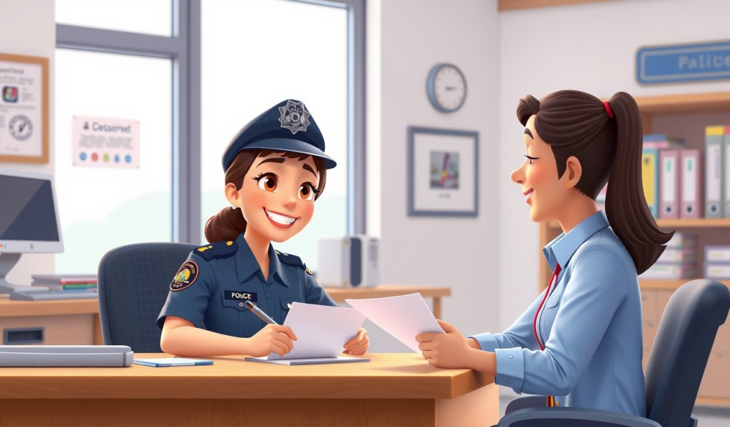 At police station