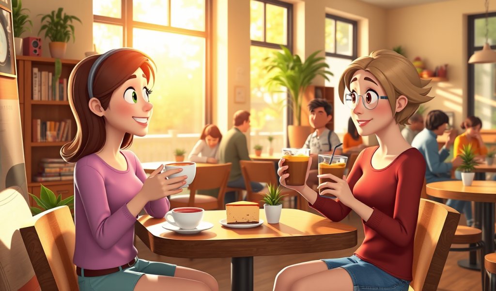 Enjoying Coffee and Having a Conversation