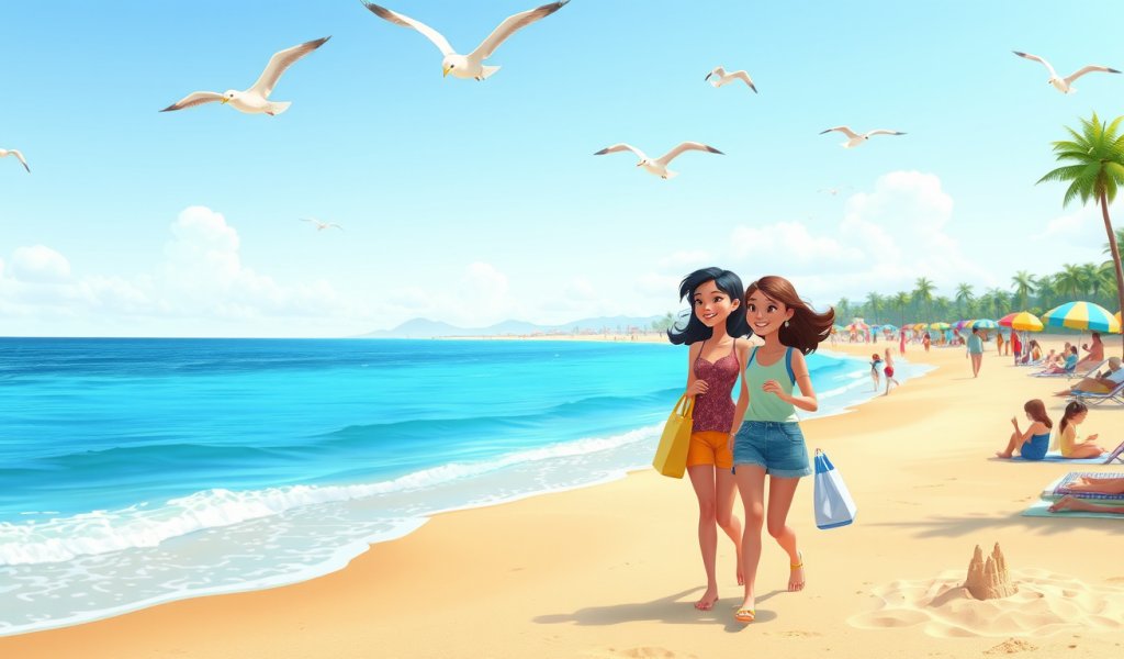 Jane and Sara at the Beach